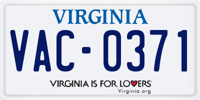 VA license plate VAC0371