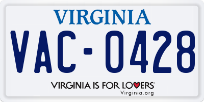 VA license plate VAC0428