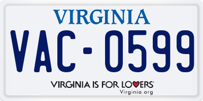 VA license plate VAC0599