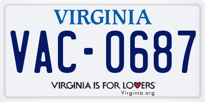 VA license plate VAC0687