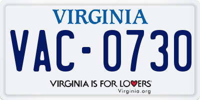 VA license plate VAC0730