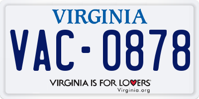 VA license plate VAC0878
