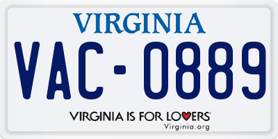 VA license plate VAC0889