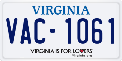 VA license plate VAC1061