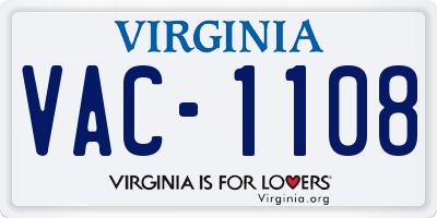 VA license plate VAC1108