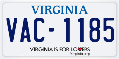 VA license plate VAC1185