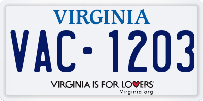 VA license plate VAC1203