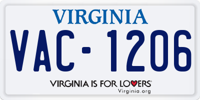 VA license plate VAC1206