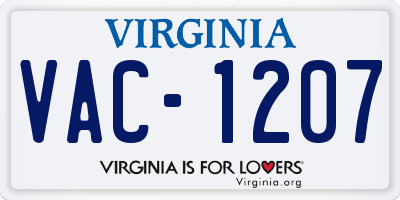 VA license plate VAC1207