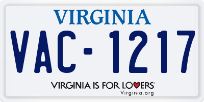 VA license plate VAC1217