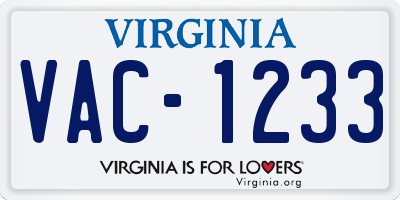 VA license plate VAC1233