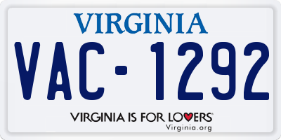 VA license plate VAC1292
