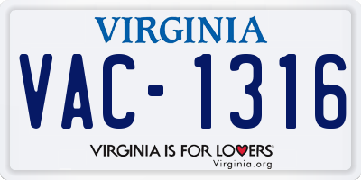 VA license plate VAC1316