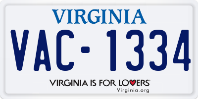 VA license plate VAC1334