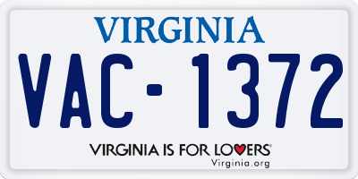 VA license plate VAC1372
