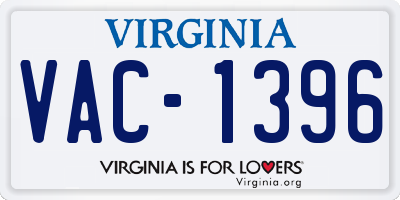 VA license plate VAC1396