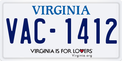 VA license plate VAC1412