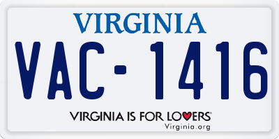 VA license plate VAC1416