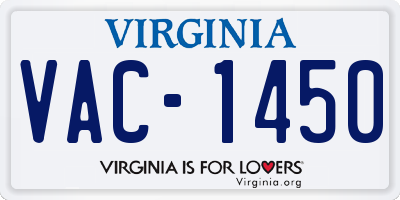 VA license plate VAC1450