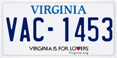 VA license plate VAC1453