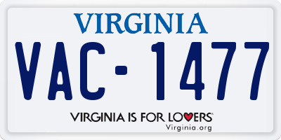 VA license plate VAC1477