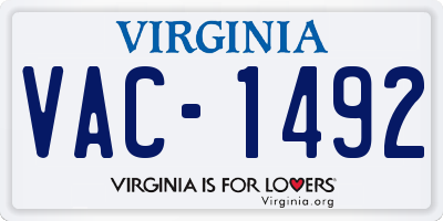 VA license plate VAC1492