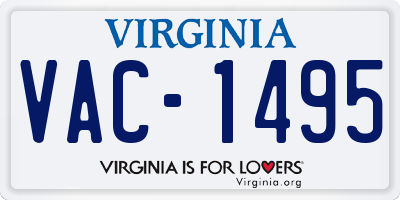 VA license plate VAC1495