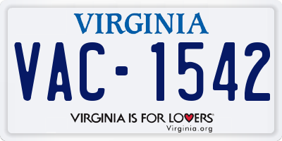 VA license plate VAC1542