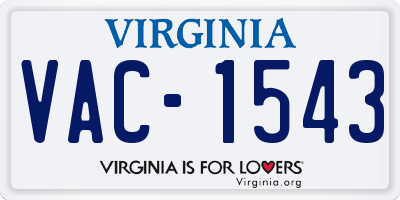 VA license plate VAC1543