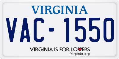 VA license plate VAC1550