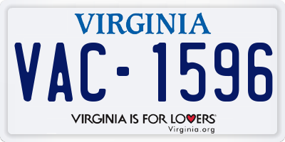 VA license plate VAC1596