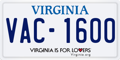 VA license plate VAC1600
