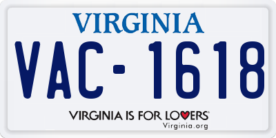 VA license plate VAC1618
