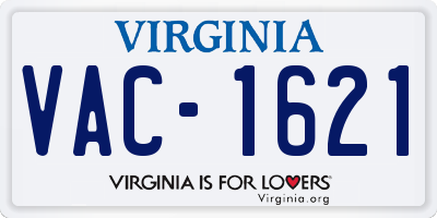 VA license plate VAC1621