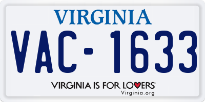 VA license plate VAC1633