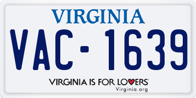 VA license plate VAC1639