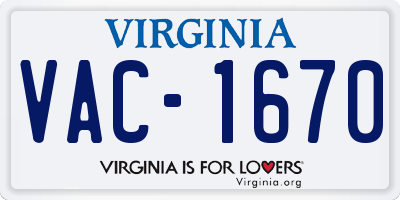 VA license plate VAC1670
