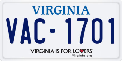 VA license plate VAC1701
