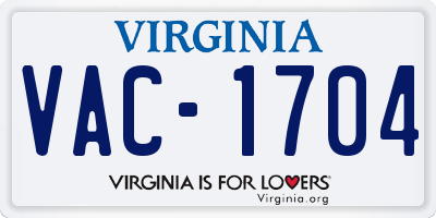 VA license plate VAC1704