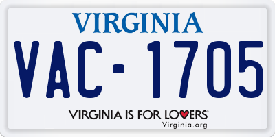 VA license plate VAC1705