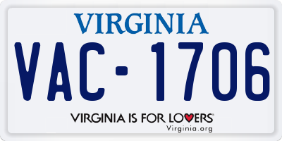 VA license plate VAC1706