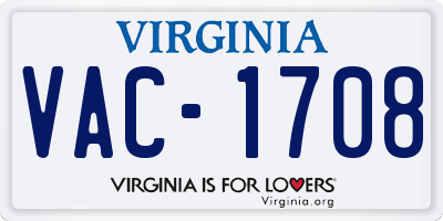 VA license plate VAC1708
