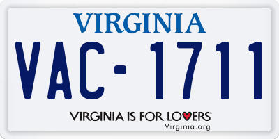 VA license plate VAC1711