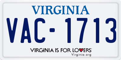 VA license plate VAC1713