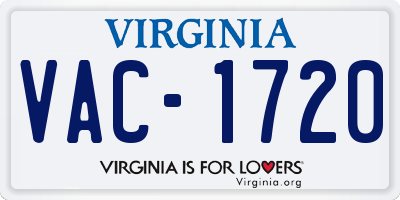 VA license plate VAC1720
