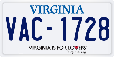 VA license plate VAC1728