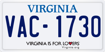 VA license plate VAC1730