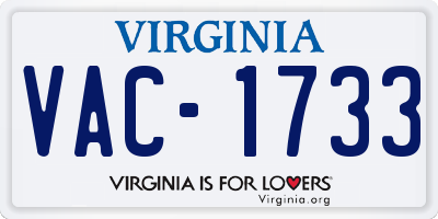 VA license plate VAC1733