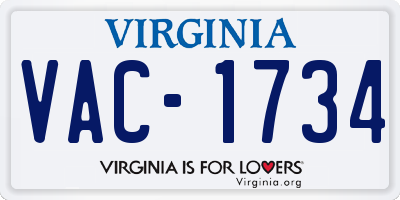 VA license plate VAC1734