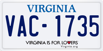 VA license plate VAC1735
